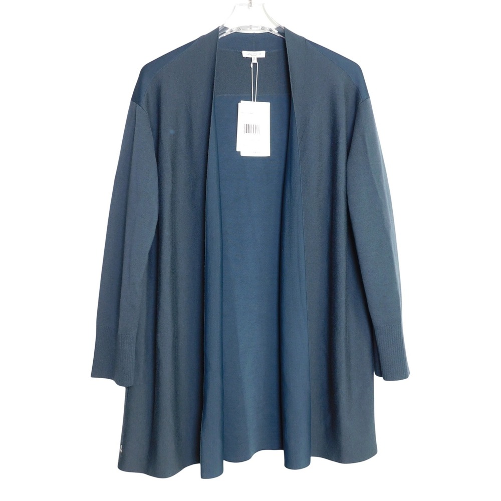 Lafayette 148 New York Cardigan Women S Baltic Blue Wool Blend Open Front MWAT3R